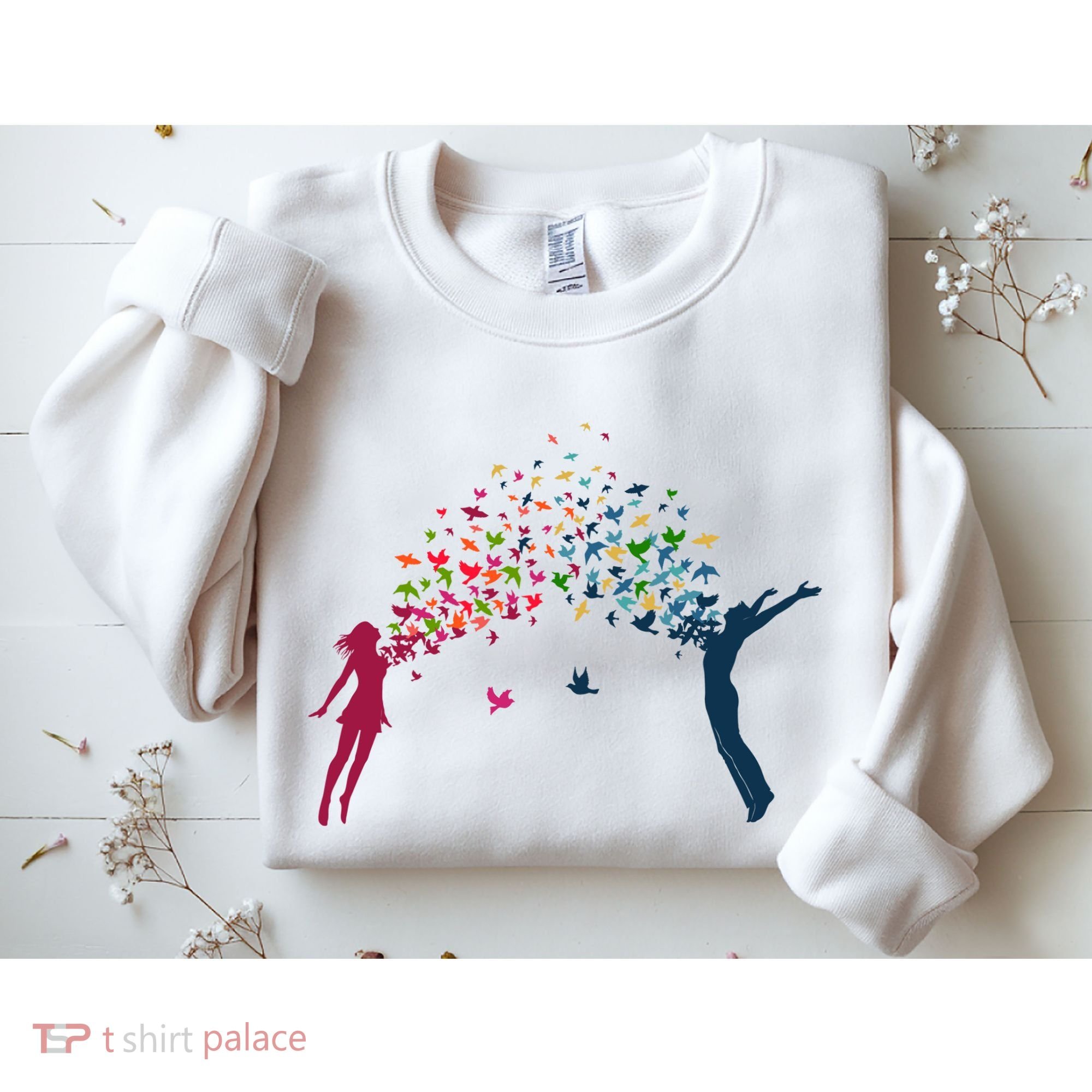 Rainbow Bird Flock Boy And Girl Sweatshirt