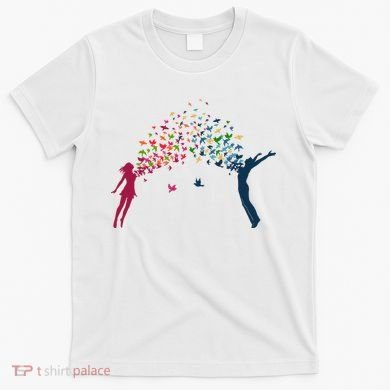 Rainbow Bird Flock Boy And Girl T-Shirt