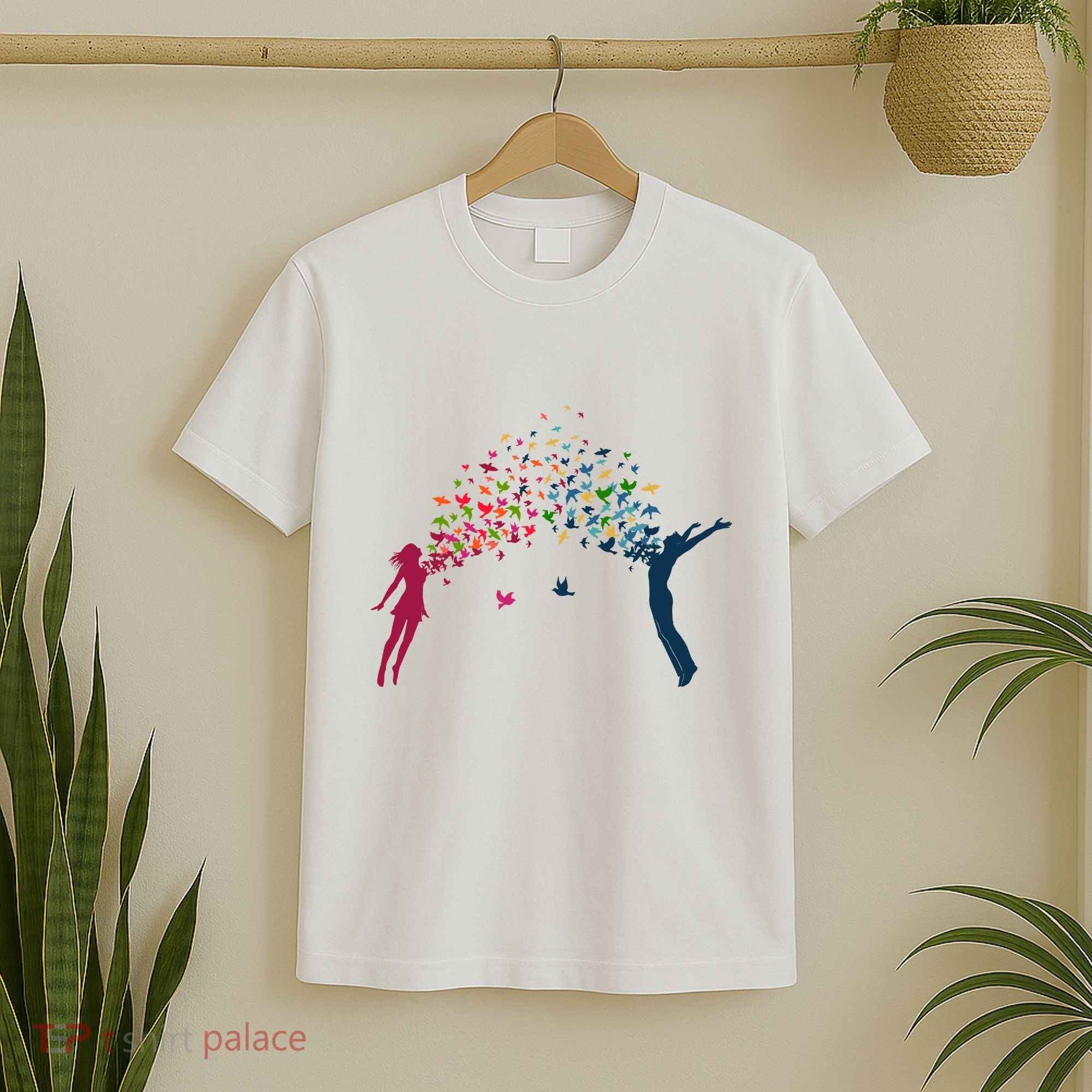 Rainbow Bird Flock Boy And Girl T-Shirt