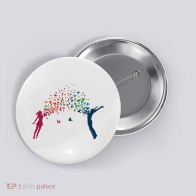 Rainbow Bird Flock Boy And Girl Button