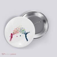 Rainbow Bird Flock Boy And Girl Button thumb 0