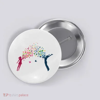 Rainbow Bird Flock Boy And Girl Button