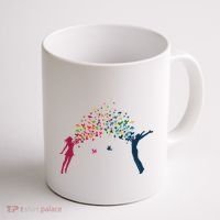 Rainbow Bird Flock Boy And Girl Coffee Mug thumb 1
