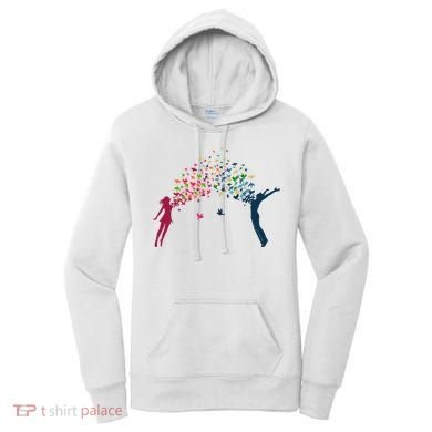 Rainbow Bird Flock Boy And Girl Women's Hoodie