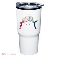 Rainbow Bird Flock Boy And Girl Tumbler thumb 0