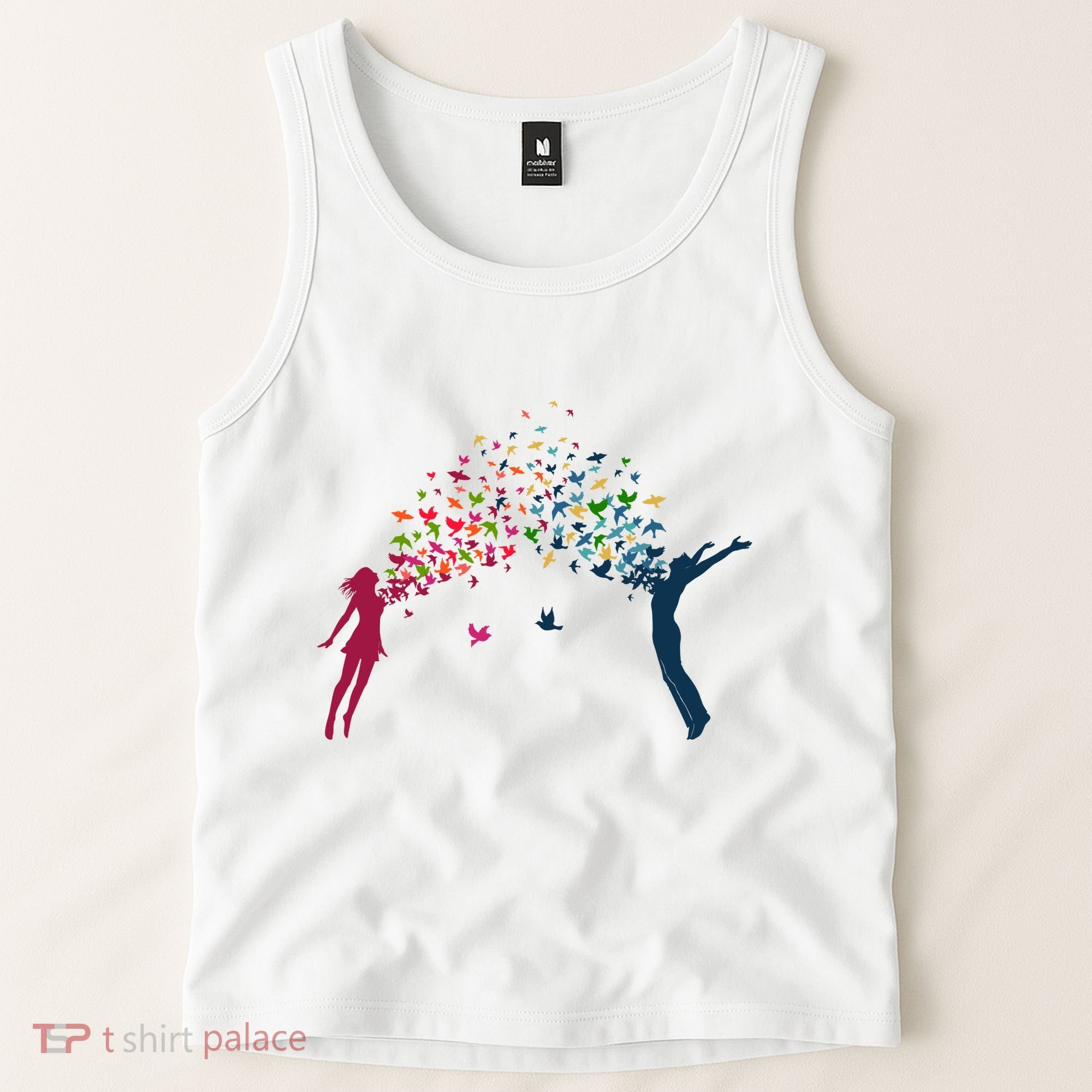 Rainbow Bird Flock Boy And Girl Tank Top
