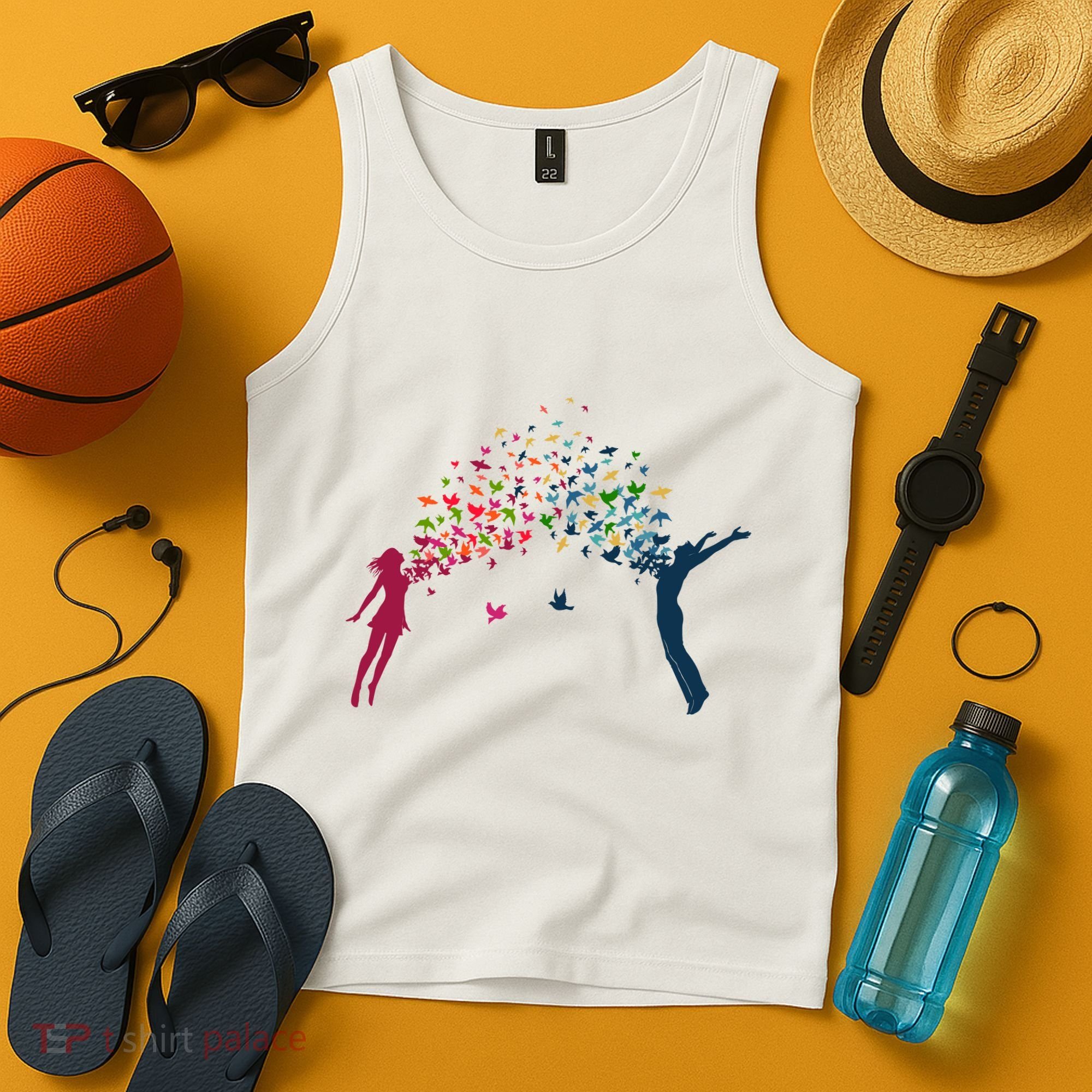 Rainbow Bird Flock Boy And Girl Tank Top