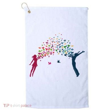 Rainbow Bird Flock Boy And Girl Golf Towel