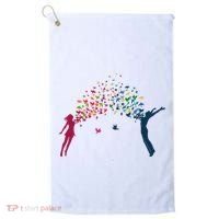 Rainbow Bird Flock Boy And Girl Golf Towel thumb 0