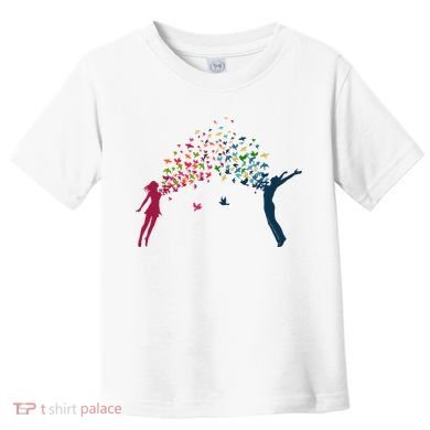 Rainbow Bird Flock Boy And Girl Toddler T-Shirt