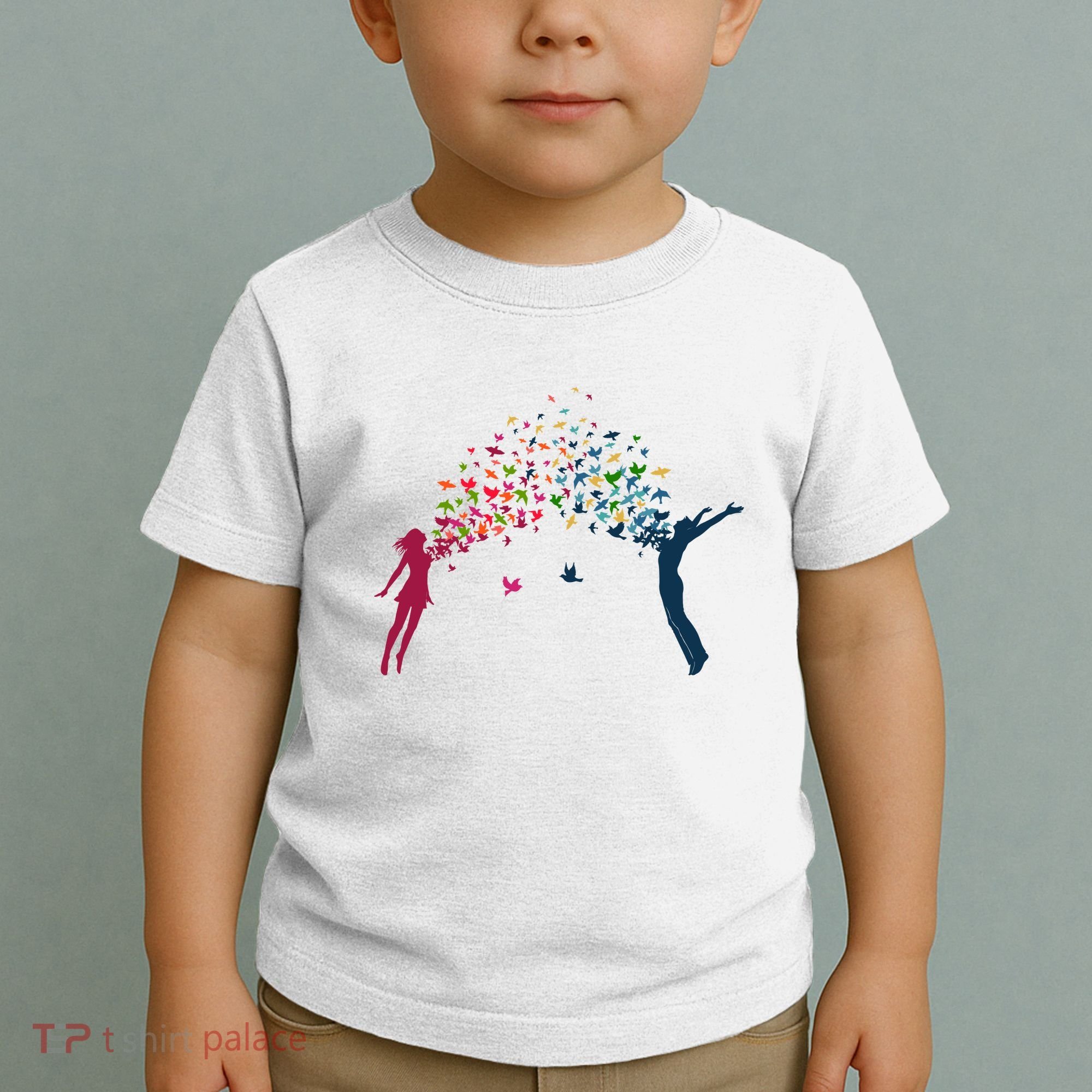 Rainbow Bird Flock Boy And Girl Toddler T-Shirt