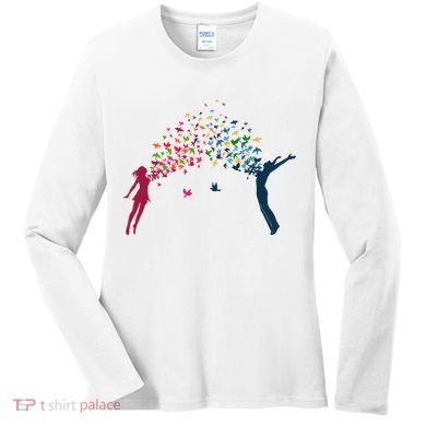 Rainbow Bird Flock Boy And Girl Women's Long Sleeve Shirt