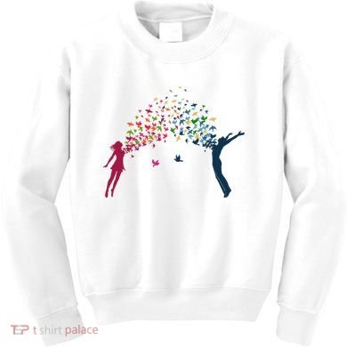 Rainbow Bird Flock Boy And Girl Kids Sweatshirt