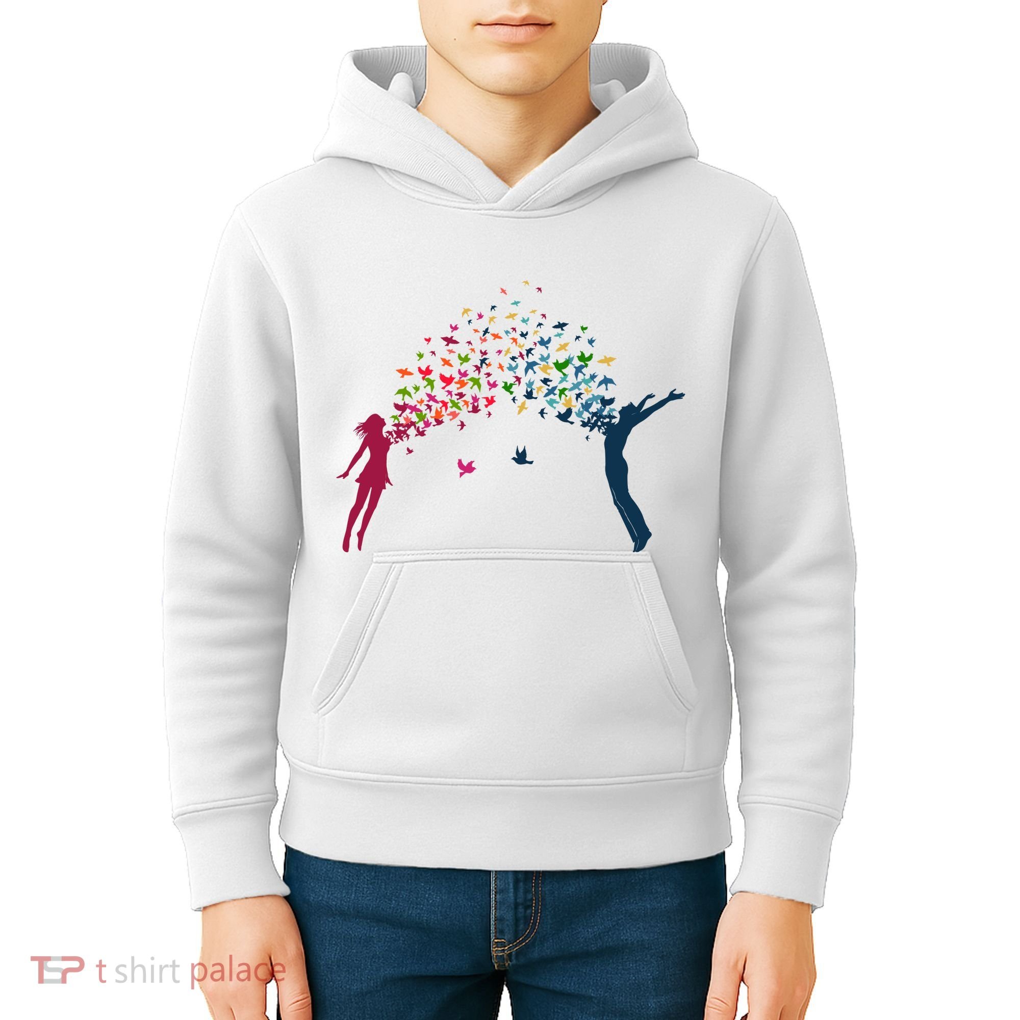 Rainbow Bird Flock Boy And Girl Kids Hoodie
