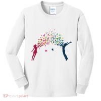 Rainbow Bird Flock Boy And Girl Kids Long Sleeve Shirt thumb 0