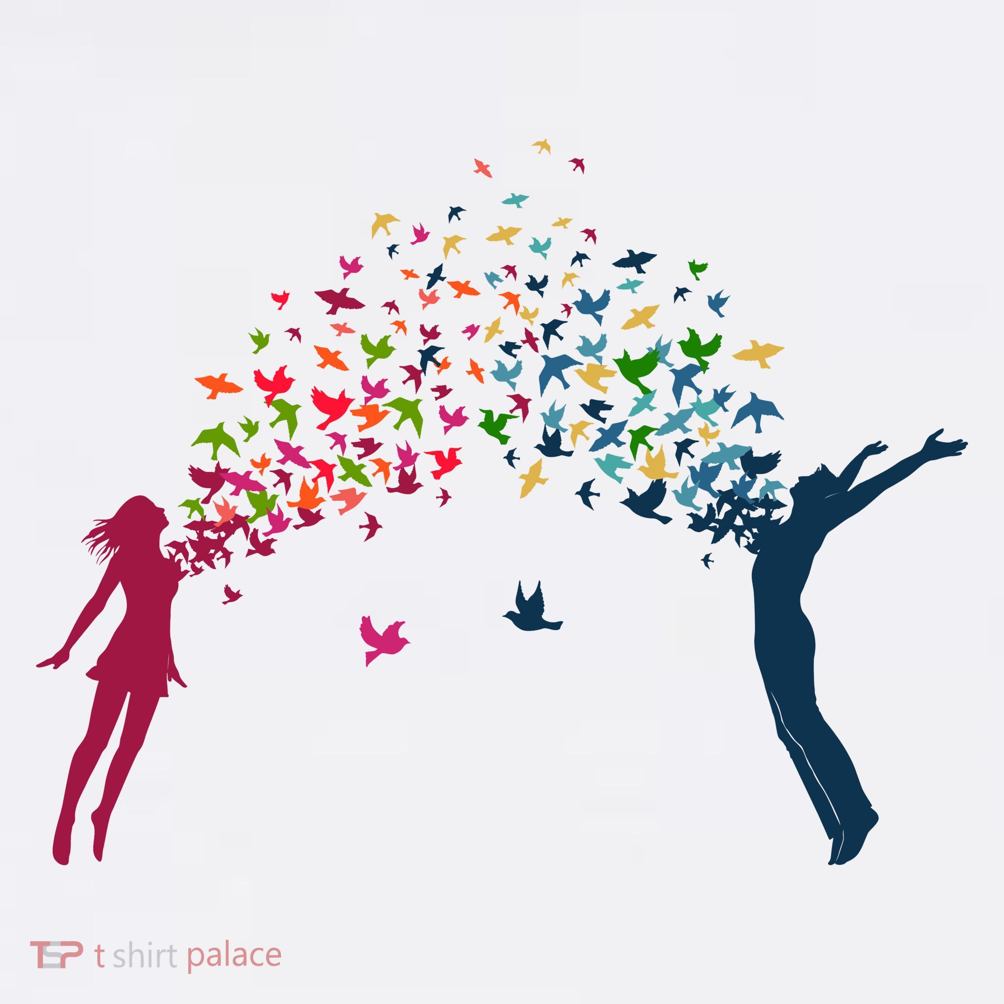 Rainbow Bird Flock Boy And Girl Kids T-Shirt