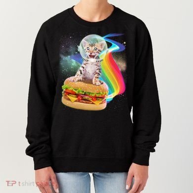 Rainbow Burger Space Cat Women's Sweatshirt
