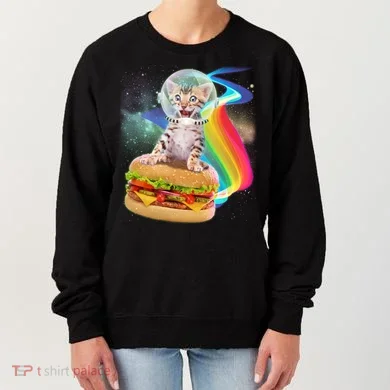 Rainbow Burger Space Cat Women's Sweatshirt