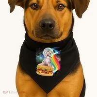 Rainbow Burger Space Cat USA-Made Doggie Bandana thumb 1