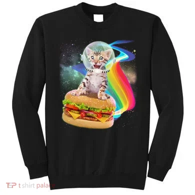 Rainbow Burger Space Cat Sweatshirt