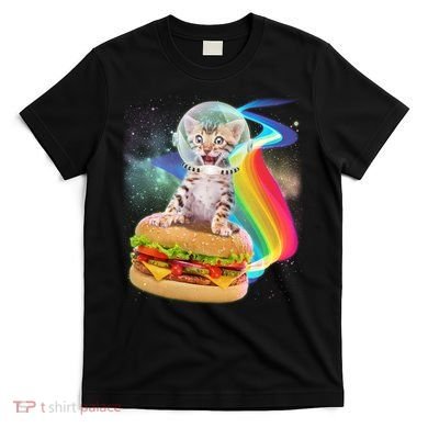 Rainbow Burger Space Cat T-Shirt