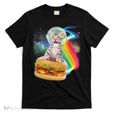 Rainbow Burger Space Cat T-Shirt