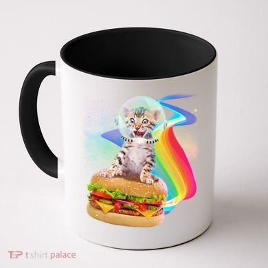 Rainbow Burger Space Cat Coffee Mug