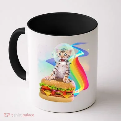 Rainbow Burger Space Cat Coffee Mug
