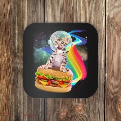 Rainbow Burger Space Cat Coaster