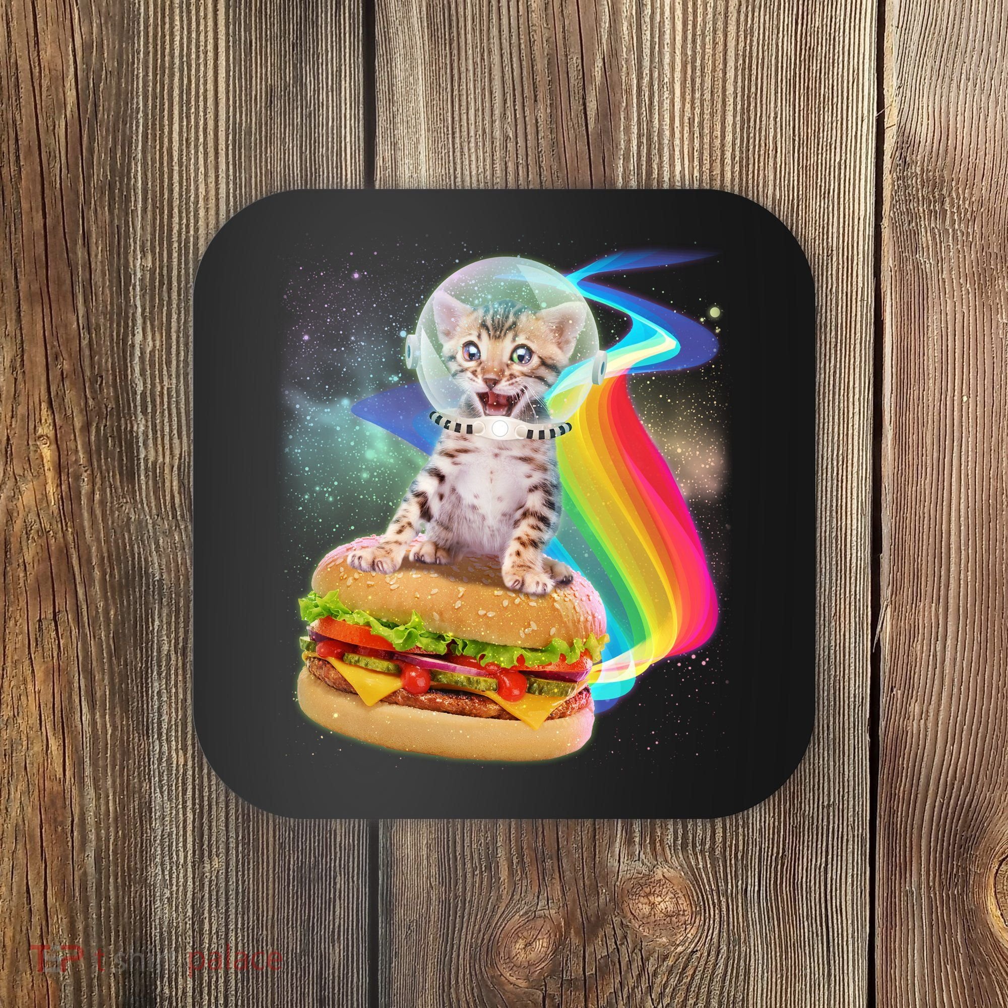 Rainbow Burger Space Cat Coaster