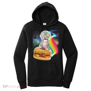 Rainbow Burger Space Cat Women's Hoodie