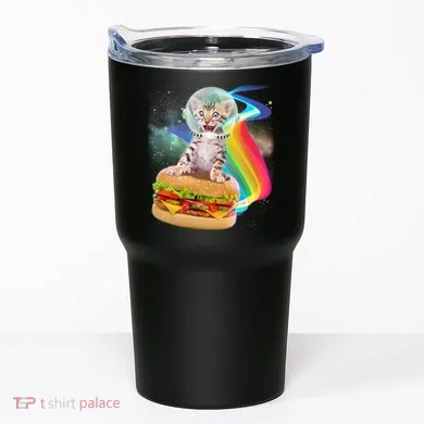 Rainbow Burger Space Cat Tumbler