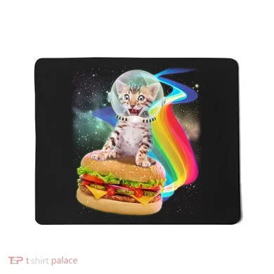 Rainbow Burger Space Cat Mousepad