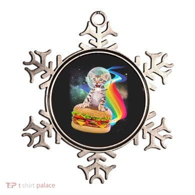 Rainbow Burger Space Cat Ornament