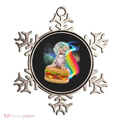 Rainbow Burger Space Cat Ornament