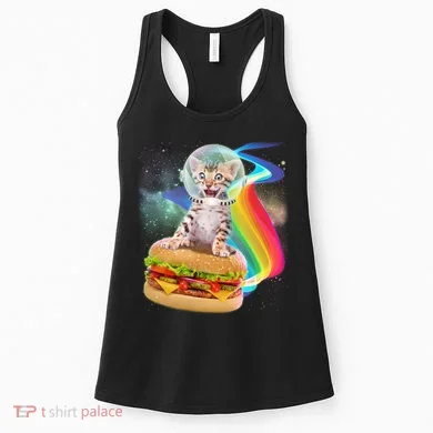 Rainbow Burger Space Cat Women's Tank Top
