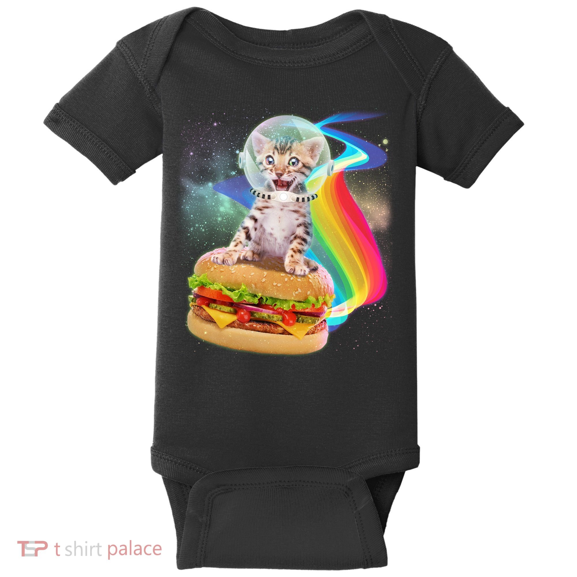 Rainbow Burger Space Cat Baby Bodysuit