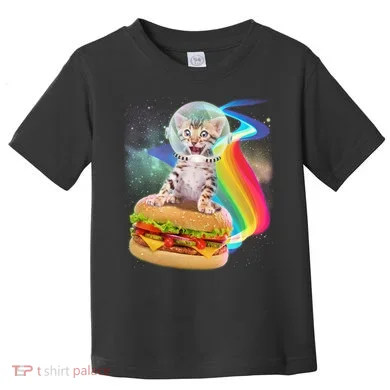 Rainbow Burger Space Cat Toddler T-Shirt