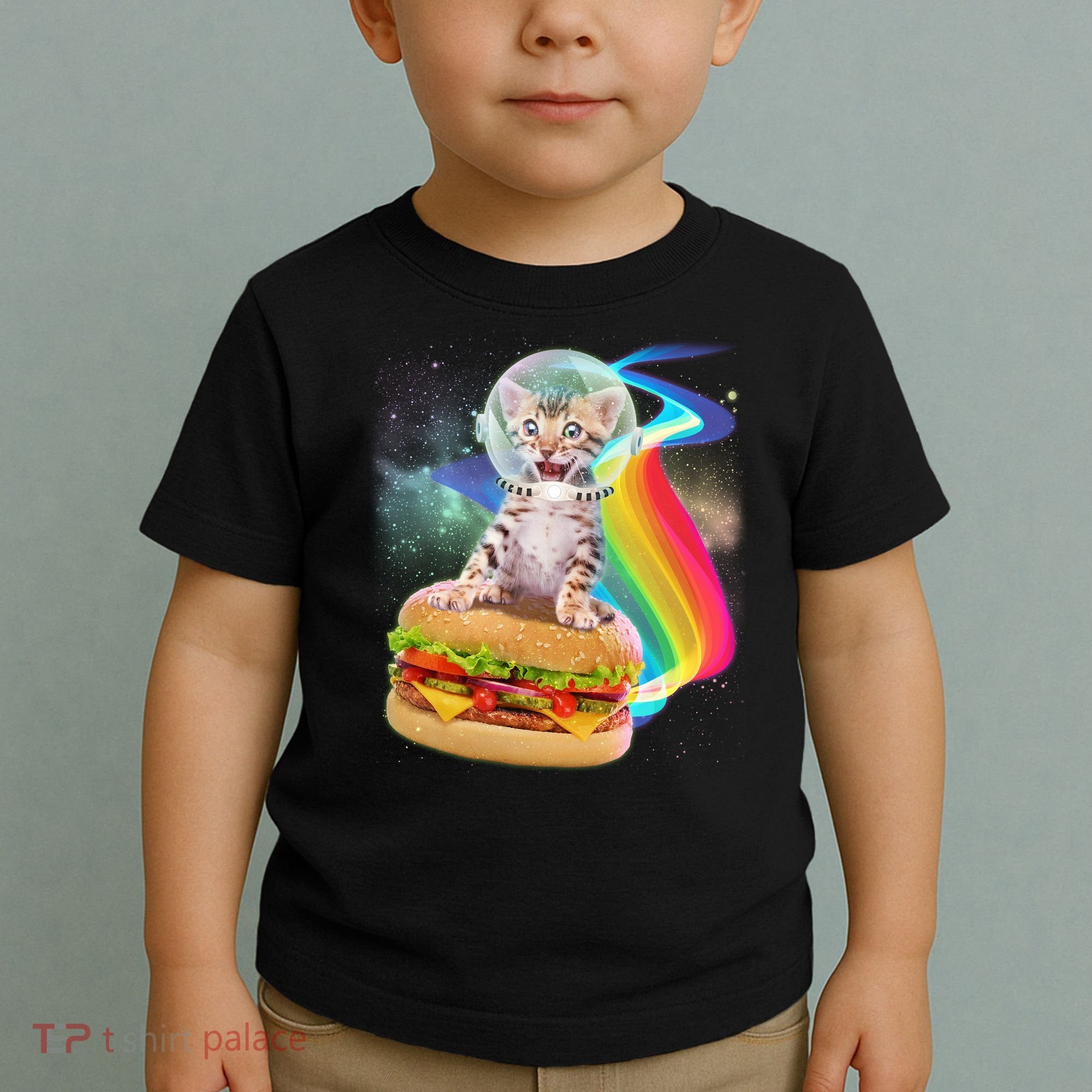 Rainbow Burger Space Cat Toddler T-Shirt