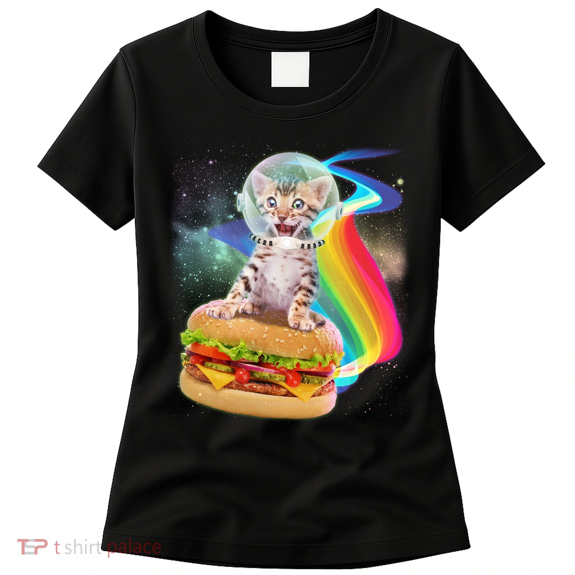 Rainbow Burger Space Cat Women's T-Shirt