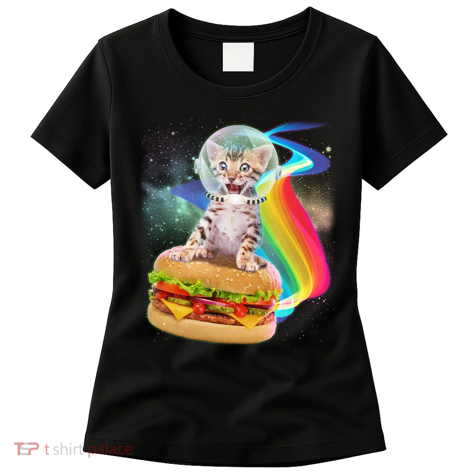 Rainbow Burger Space Cat Women's T-Shirt