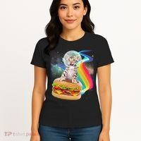 Rainbow Burger Space Cat Women's T-Shirt thumb 4