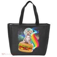 Rainbow Burger Space Cat Tote Bag thumb 0