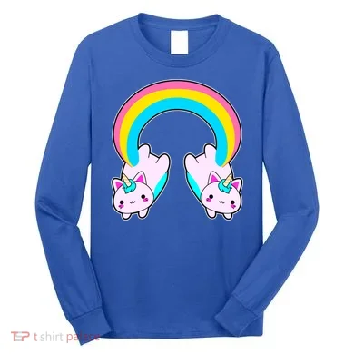 Rainbow Cat Twin Caticorns Long Sleeve Shirt