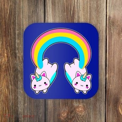 Rainbow Cat Twin Caticorns Coaster