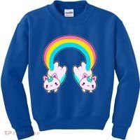 Rainbow Cat Twin Caticorns Kids Sweatshirt thumb 0
