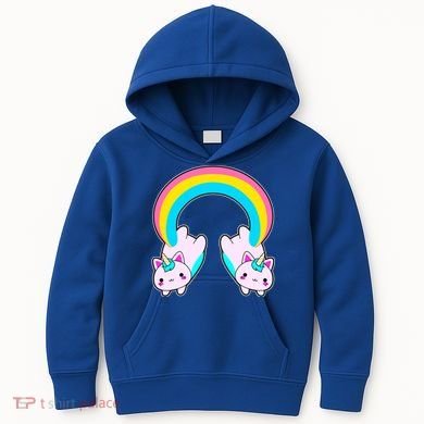 Rainbow Cat Twin Caticorns Kids Hoodie