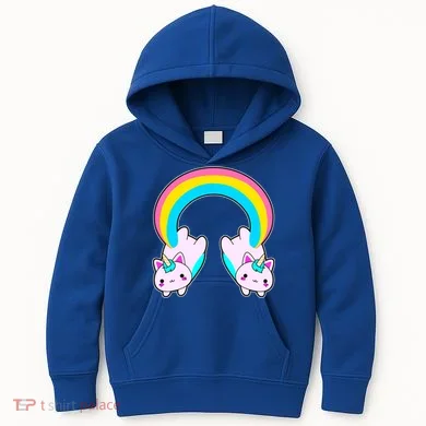 Rainbow Cat Twin Caticorns Kids Hoodie
