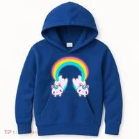 Rainbow Cat Twin Caticorns Kids Hoodie thumb 0