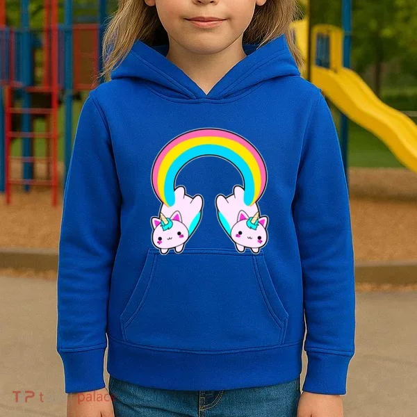 Rainbow Cat Twin Caticorns Kids Hoodie